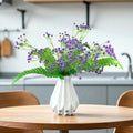 Go Hooked Artificial Flowers with Majesty Vase 45cm Approx | 5Pcs Purple Baby’s Breath Gypsophila | 4Pcs Fern Leaves | Real Touch Faux Plant Décor for Living Room, Bedroom, Office & Tabletop