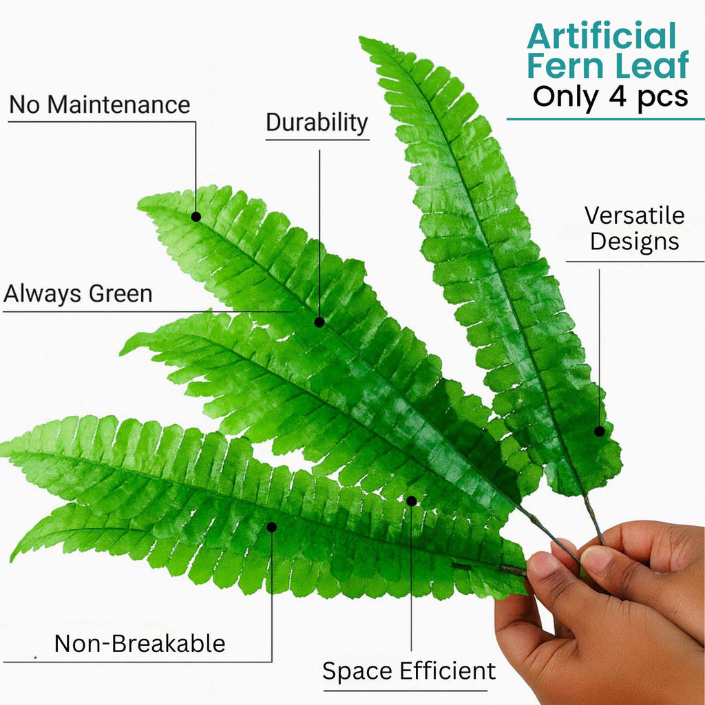 Go Hooked Artificial Flowers with Majesty Vase 45cm Approx | 5Pcs Purple Baby’s Breath Gypsophila | 4Pcs Fern Leaves | Real Touch Faux Plant Décor for Living Room, Bedroom, Office & Tabletop