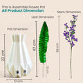 Go Hooked Artificial Flowers with Majesty Vase 45cm Approx | 5Pcs Purple Baby’s Breath Gypsophila | 4Pcs Fern Leaves | Real Touch Faux Plant Décor for Living Room, Bedroom, Office & Tabletop