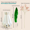 Go Hooked Artificial Flowers with Majesty Vase 45cm Approx | 5Pcs Red Baby’s Breath Gypsophila | 4Pcs Fern Leaves | Real Touch Faux Plant Décor for Living Room, Bedroom, Office & Tabletop