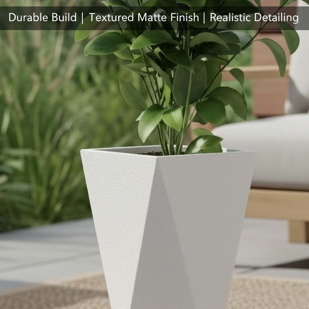 Go Hooked Diamond 18-Inch Planter Pot | Lightweight, Durable Polymer Pot for Flowers & Plants – Modern Black Gamla for Balcony, Terrace & Indoor Use