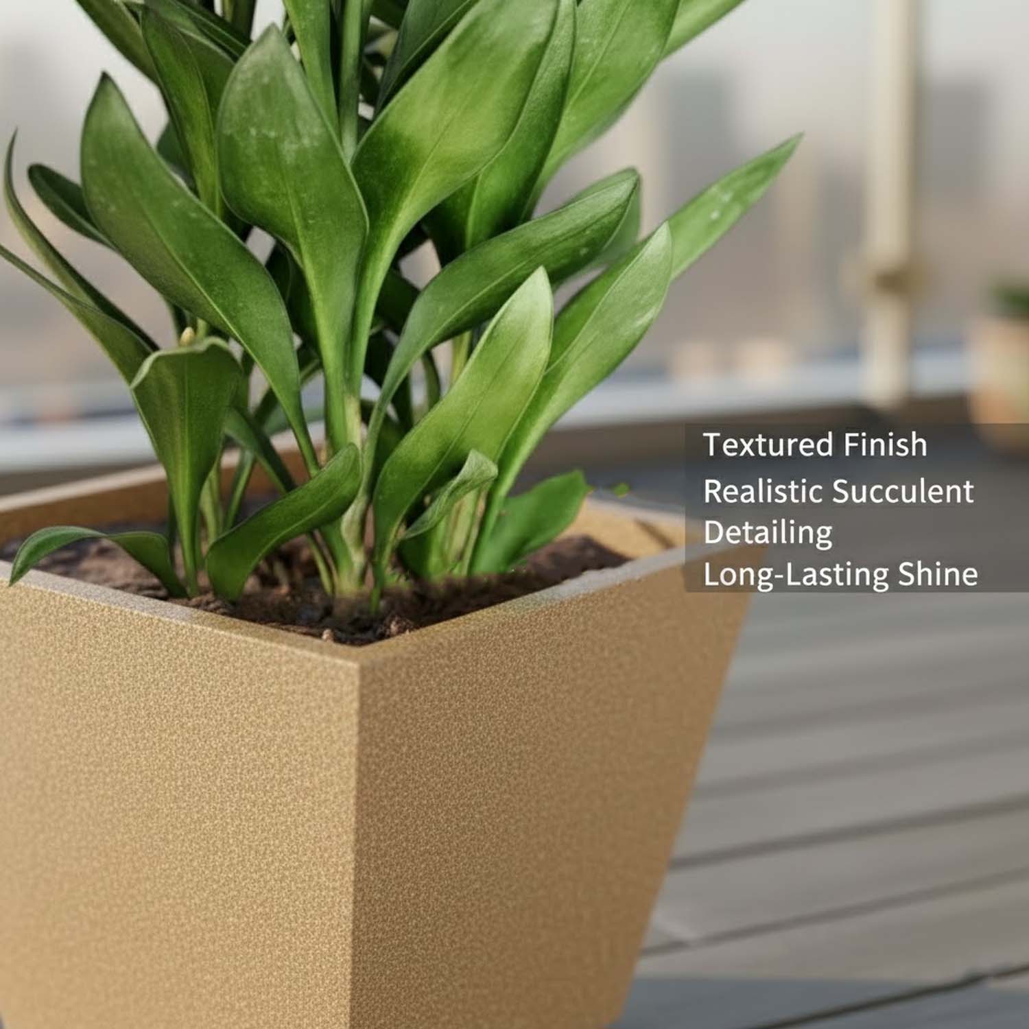 Go Hooked 12-Inch Chorsa Planter for Plants | Lightweight, UV-Resistant Polymer Pot for Indoor & Outdoor Plant | Durable Square Flower Pot for Balcony, Garden, Terrace & Home Decor – Black