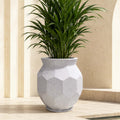 Go Hooked Rumion Large Planter Pot with Tray 18 Inch | Modern Geometric Faceted Finish | UV-Weather Resistant Decorative Plastic Planter for Home, Balcony, Office, Terrace & Garden