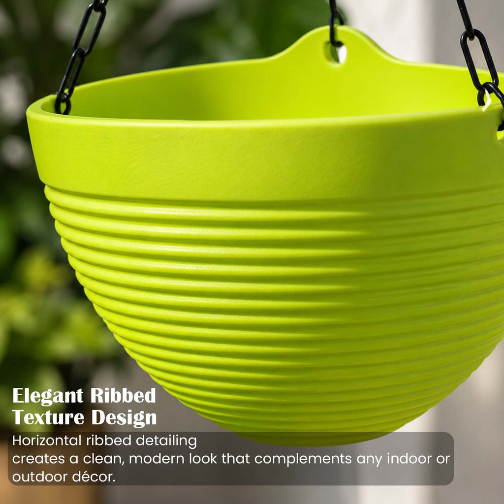 ViMe Plastic Marvel Hanging Pots, Hanging Planters with Metal Hanging Chain - Pack of 3 (7.3 Inch)