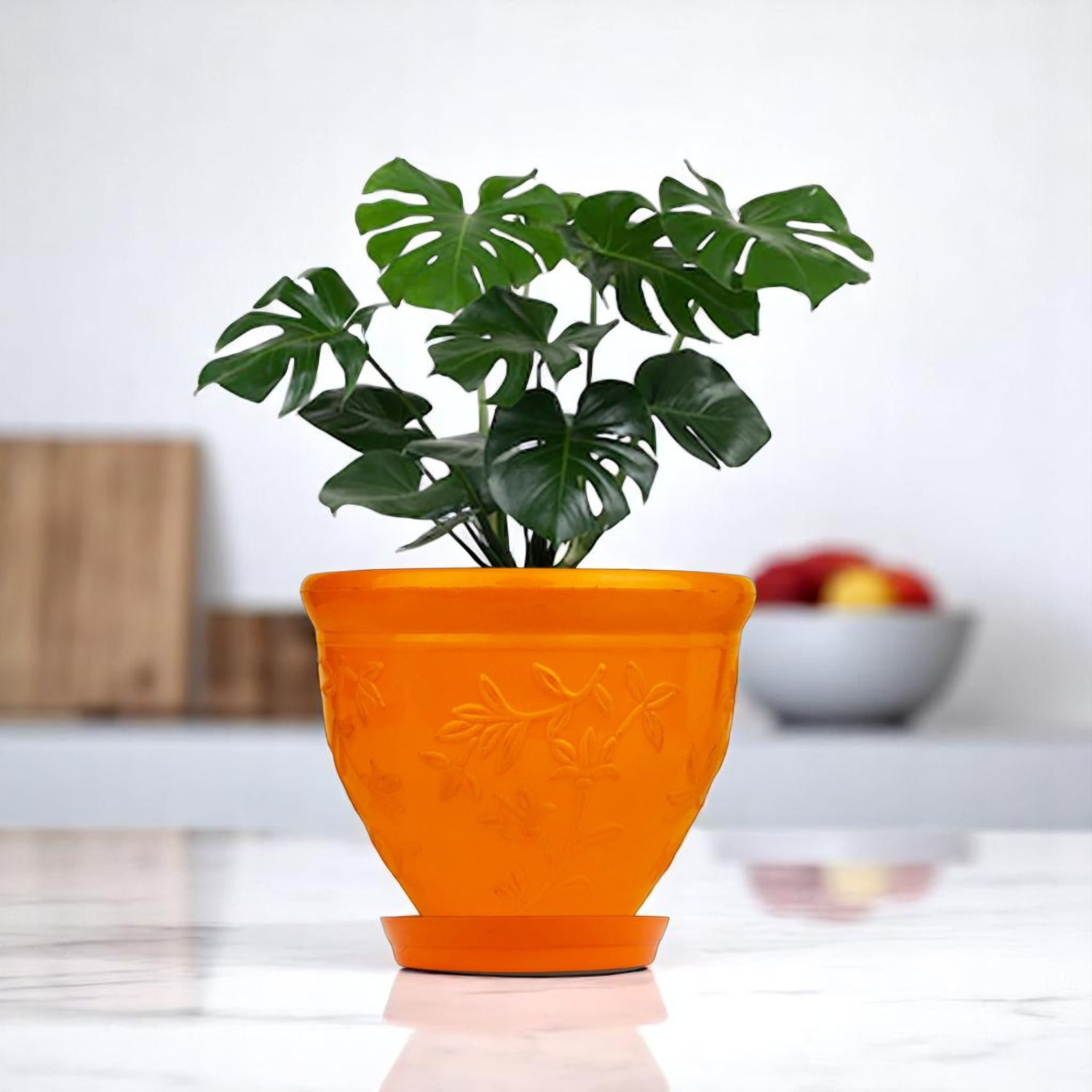 Go Hooked Plastic Planter Pots Set of 6 with Saucer Tray | Flower Pots for Home, Office Garden Dcor | 6 Inch Victor Pot for Indoor Outdoor Plants | Stylish & Modern Design Plant Containers
