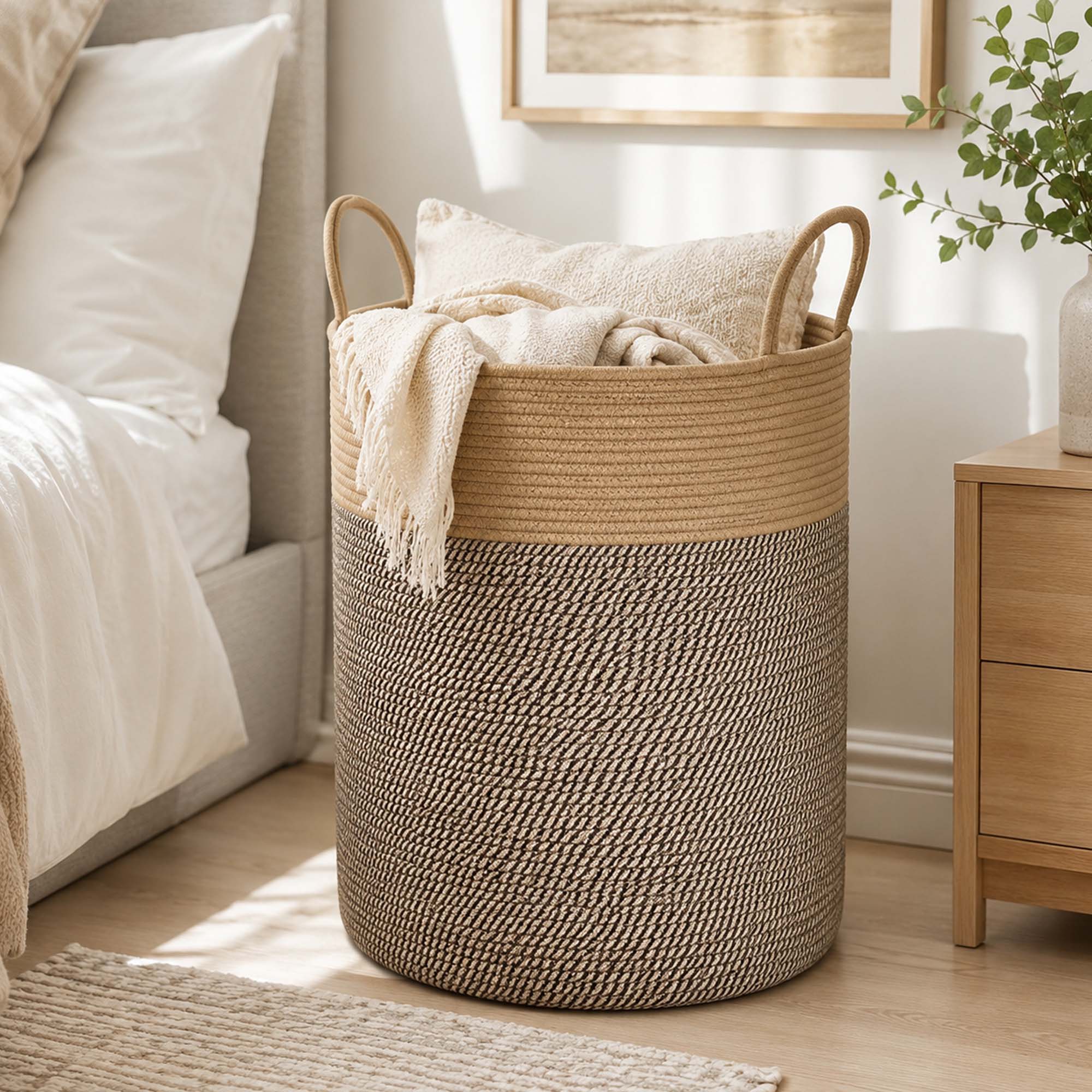 Go Hooked Felt Laundry Basket for Kids – Cute Bear Design | Large Toy Storage Basket for Baby Room | Nursery Organizer for Toys, Clothes & Blankets | Foldable Felt Storage Bin with Handles – Dark Grey