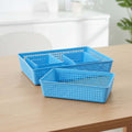 Go Hooked Multipurpose Plastic Storage Basket 4-Piece Set – Large, Medium & Small | Breathable, Durable Multipurpose Organizer Bins for Drawers, Shelves, Toys, Toiletries & Office Supplies – Blue