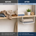 Go Hooked 16 Inch Undershelf Storage Basket Pack of 3 | Multipurpose Under Shelf Organizer | Hanging Wire Basket for Cabinet, Shelf, Pantry, Desk, Cupboard, Closet and Bathroom (White)