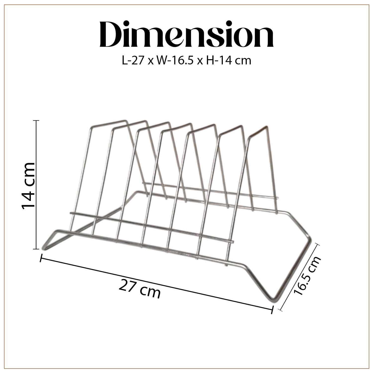 Go Hooked Plate Rack | Stainless Steel | Dish Rack | Plate Stand | Dish Stand | Lid Holder | Utensil Rack for Kitchen | 6 Sections | Pack of 1 | Silver