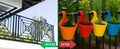 Go Hooked Double Hook Railing Planter |Hanging Flower Pot 12 Inches (Multicolor, Pack of 5)