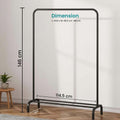 Go Hooked Freestanding Clothes Hanging Rack with Bottom Storage Shelf | Metal Garment Stand for Bedroom, Dressing Room & Entryway | Rounded Frame Design (Black, L114.5 x W40.5 x H146 cm)