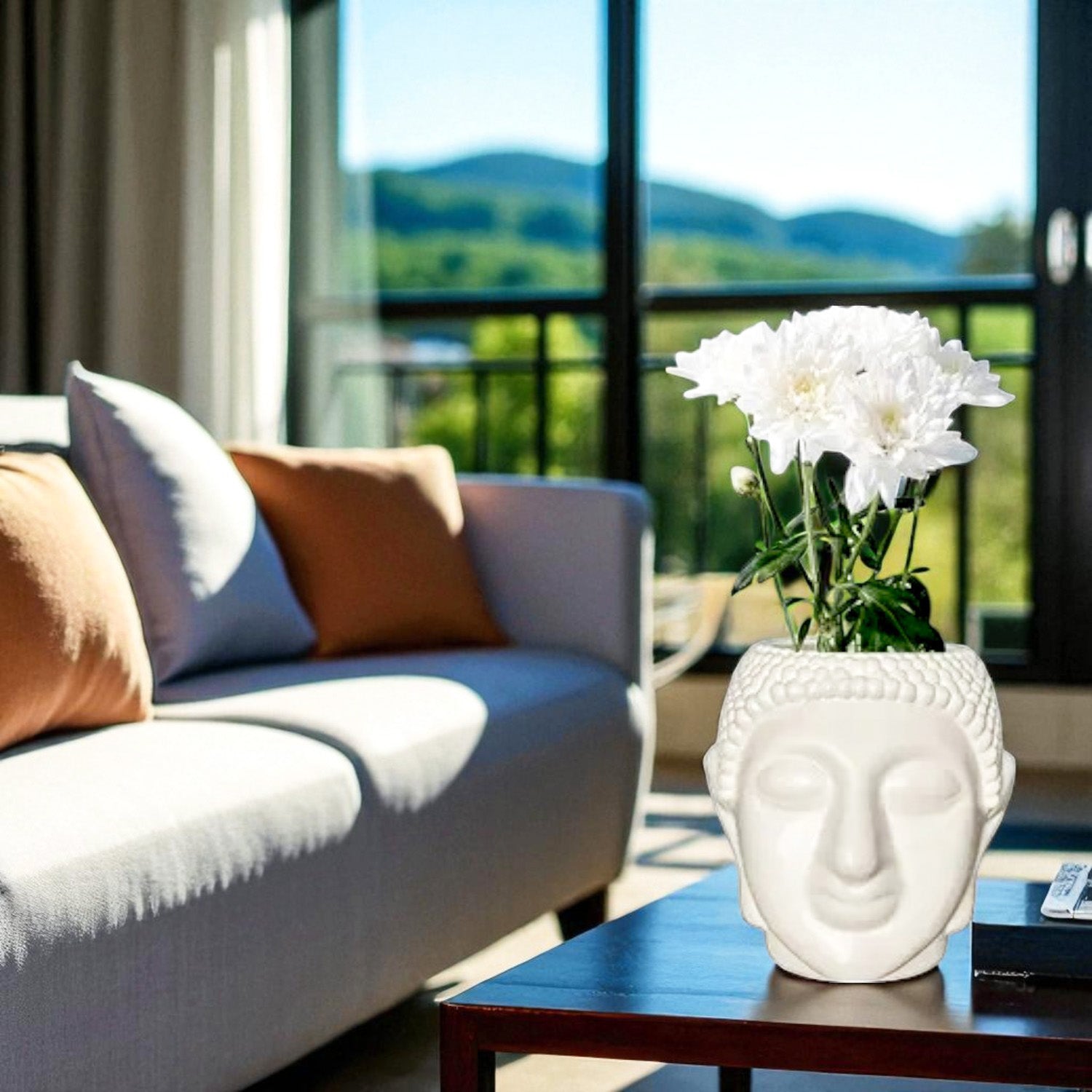 ViMe Buddha Pot Plastic White Flower Pot/Plant Pots for Home Decor, Washroom and Office Decor (Set of 1)