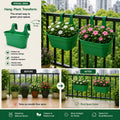 Go Hooked 12 Inch Plastic Railing Hanging Planter Pot  Rectangular Flower Pots with Double Hook for Garden Fence Balcony Indoor Outdoor Home Décor | Durable Plant Container
