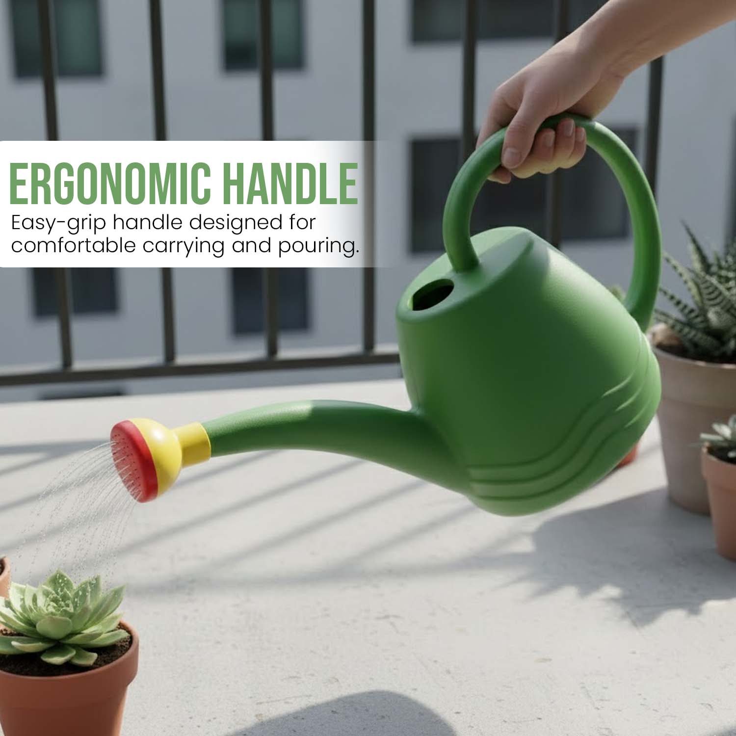 Plastic 1.8 litres Watering Can for Plants (Green) (Pack of 1)