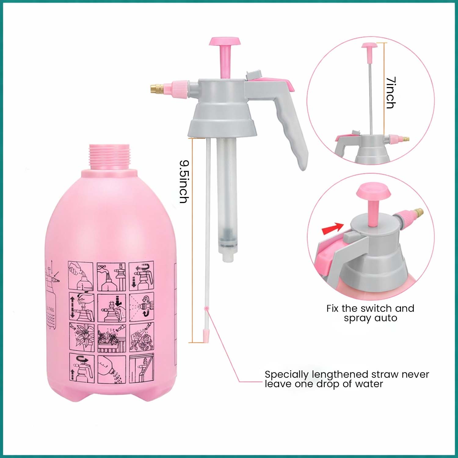 Go Hooked 2 Litre High Pressure Hand Sprayer for Plants | Manual Watering Sprayer for Home Garden | Adjustable Nozzle Garden Sprayer for Plant Care, Household Cleaning, Car & Bike Washing | Multicolor