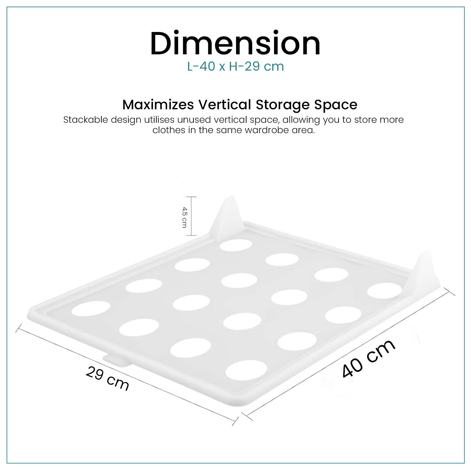 Go Hooked Clothes Organizer Tray| 40 x 29 cm Stackable Shirt Organizer for Closet | Wardrobe & Drawer Clothing Divider Boards | Space Saving Storage System | White