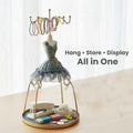 Go Hooked Doll Dress Jewelry Holder Stand | Jewelry Organizer Stand with Hooks for Necklaces, Earrings, Bracelets & Rings | Decorative Jewelry Storage Display for Dressing Table Bedroom Gifting (Grey)