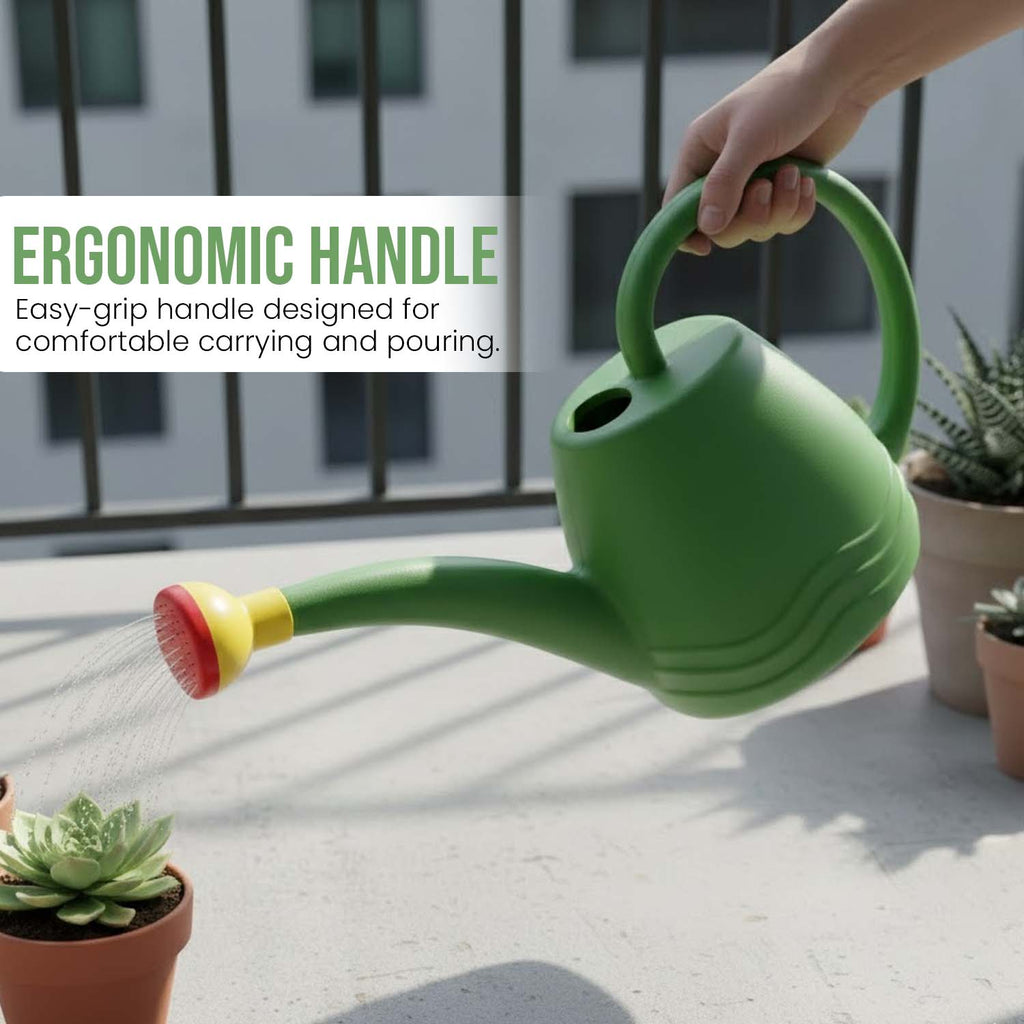 Premium Plastic 1.8 LTR Watering Can for House Plants/Gardening with Sprayer-Made in India (Green) (Pack of 1)