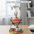 Go Hooked Doll Dress Jewelry Holder Stand | Jewelry Organizer Stand with Hooks for Necklaces, Earrings, Bracelets & Rings | Decorative Jewelry Storage Display for Dressing Table Bedroom (Orange)