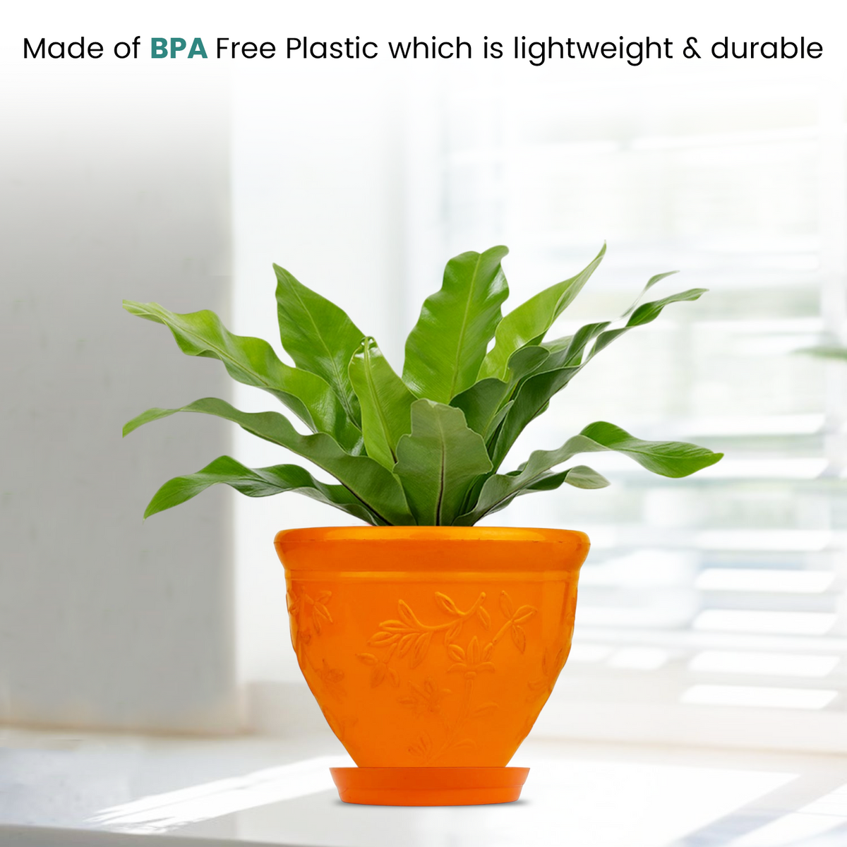 Go Hooked Plastic Planter Pots Set of 6 with Saucer Tray | Flower Pots for Home, Office Garden Décor | 6 Inch Victor Pot for Indoor Outdoor Plants | Stylish & Modern Design Plant Containers