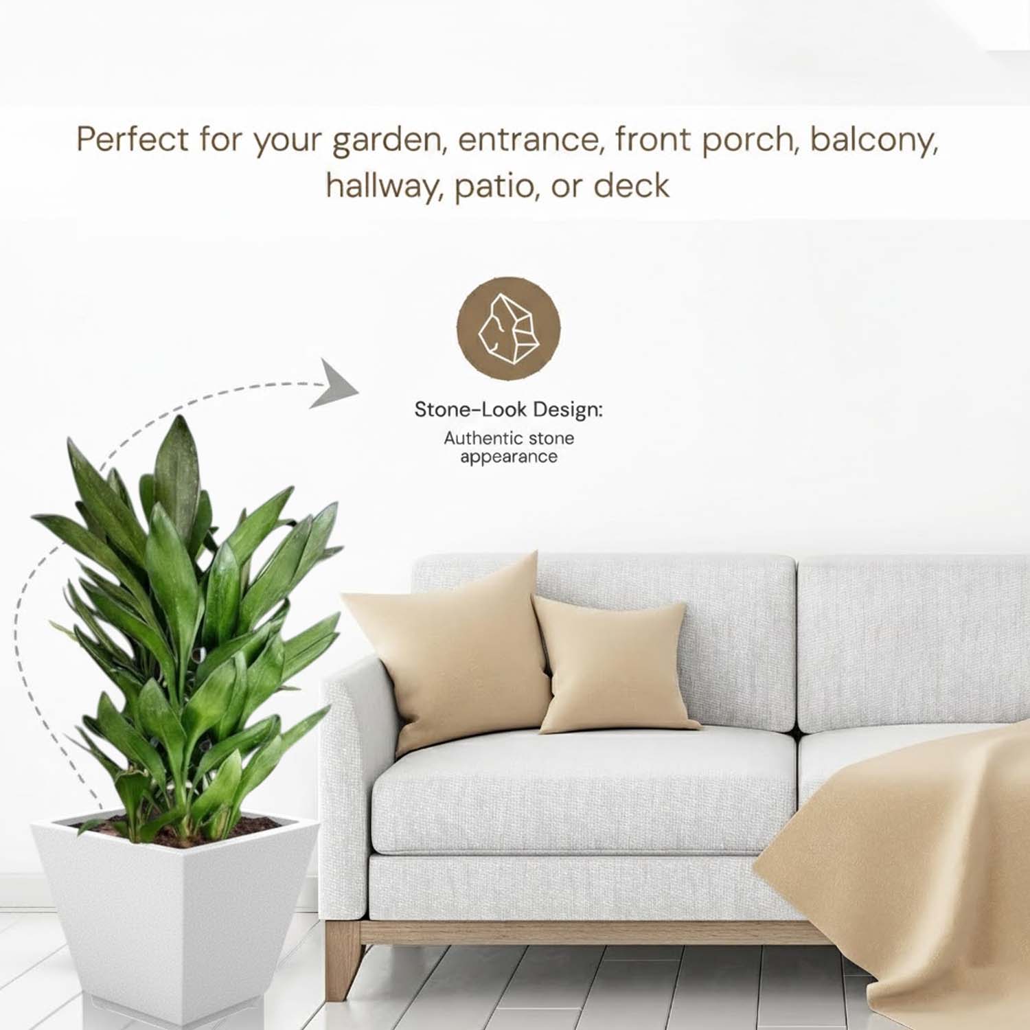 Go Hooked 12-Inch Chorsa Planter for Plants | Lightweight, UV-Resistant Polymer Pot for Indoor & Outdoor Plant | Durable Square Flower Pot for Balcony, Garden, Terrace & Home Decor – Black
