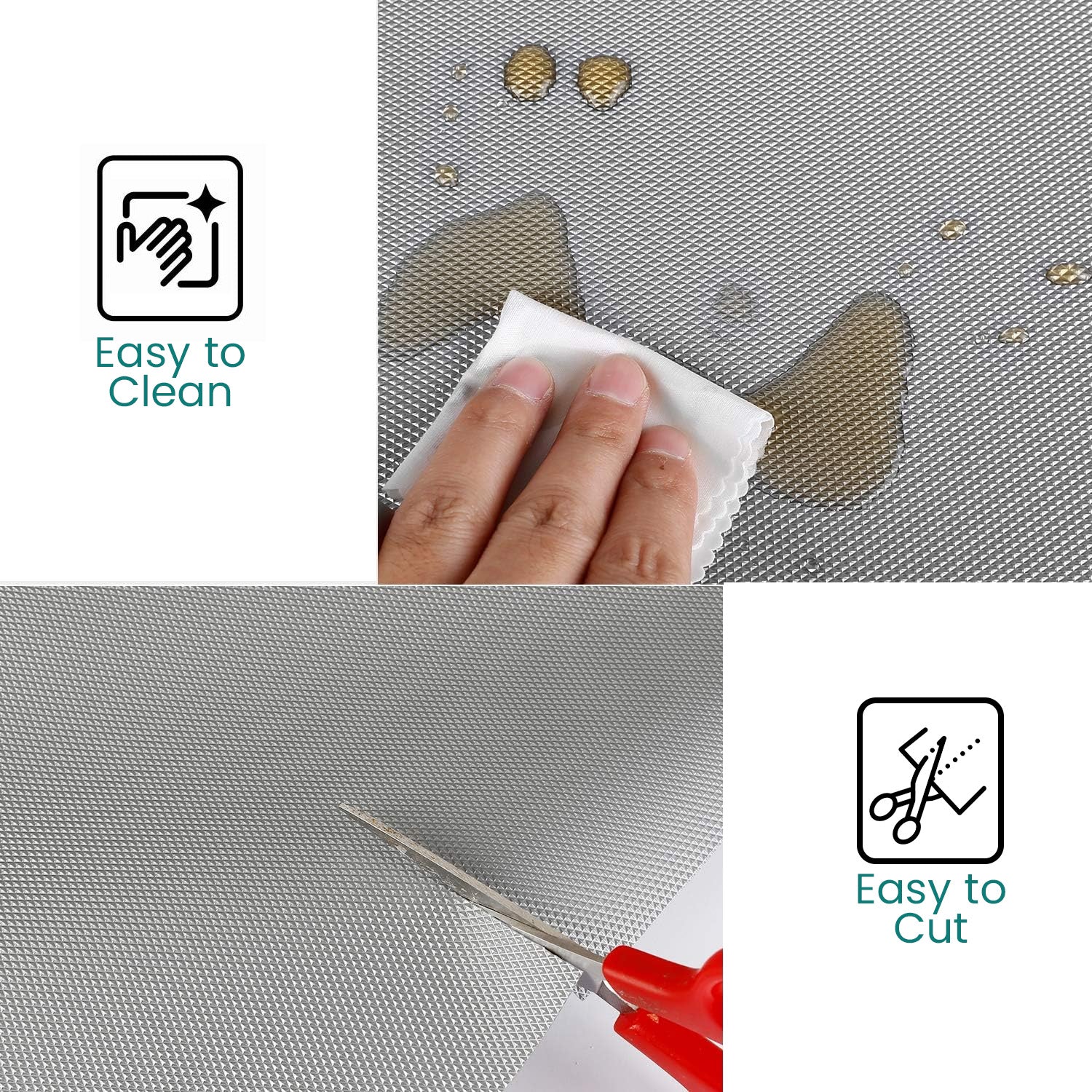 ViMe Waterproof Non-Slip EVA Mat for Fridge, Shelf, Table & Drawer – Washable, Non-Adhesive, Multi-Purpose Liner for Home & Office Use – Cuttable & Reusable Grey (5M X 45Cm)