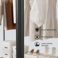 Go Hooked Freestanding Clothes Hanging Rack with Bottom Storage Shelf | Metal Garment Stand for Bedroom, Dressing Room & Entryway | Rounded Frame Design (Black, L114.5 x W40.5 x H146 cm)