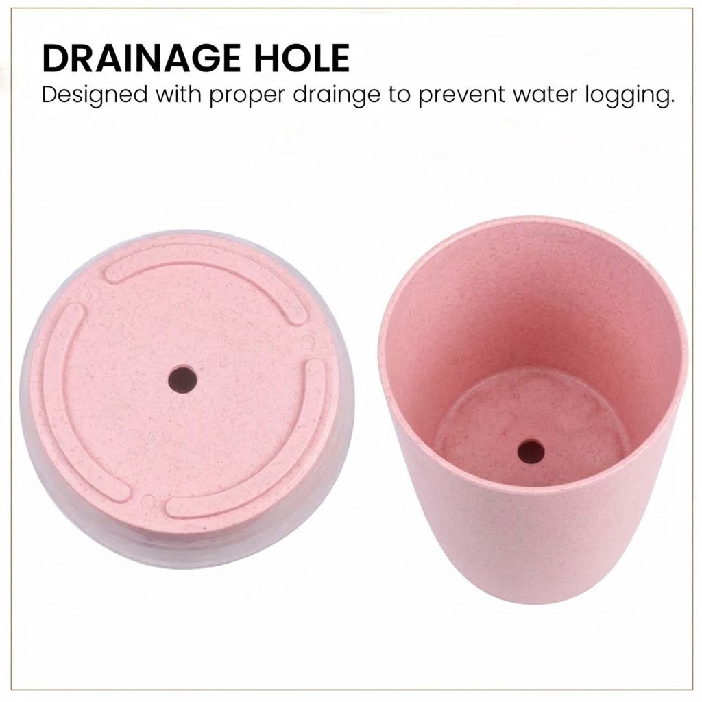 Go Hooked 18 Inch Tower Pots with Saucer Tray Planter - Lightweight, Premium Outdoor & Indoor Planters, Perfect for Balcony & Terrace Gardens (Pink, Pack of 1)