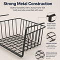 Go Hooked Multipurpose 16 Inch Under Shelf Basket Powder Coated Iron Under Cabinet Organiser Undershelf Organiser Basket Under Shelf Storage Rack for Kitchen Bedroom Office Pack of 2 Black