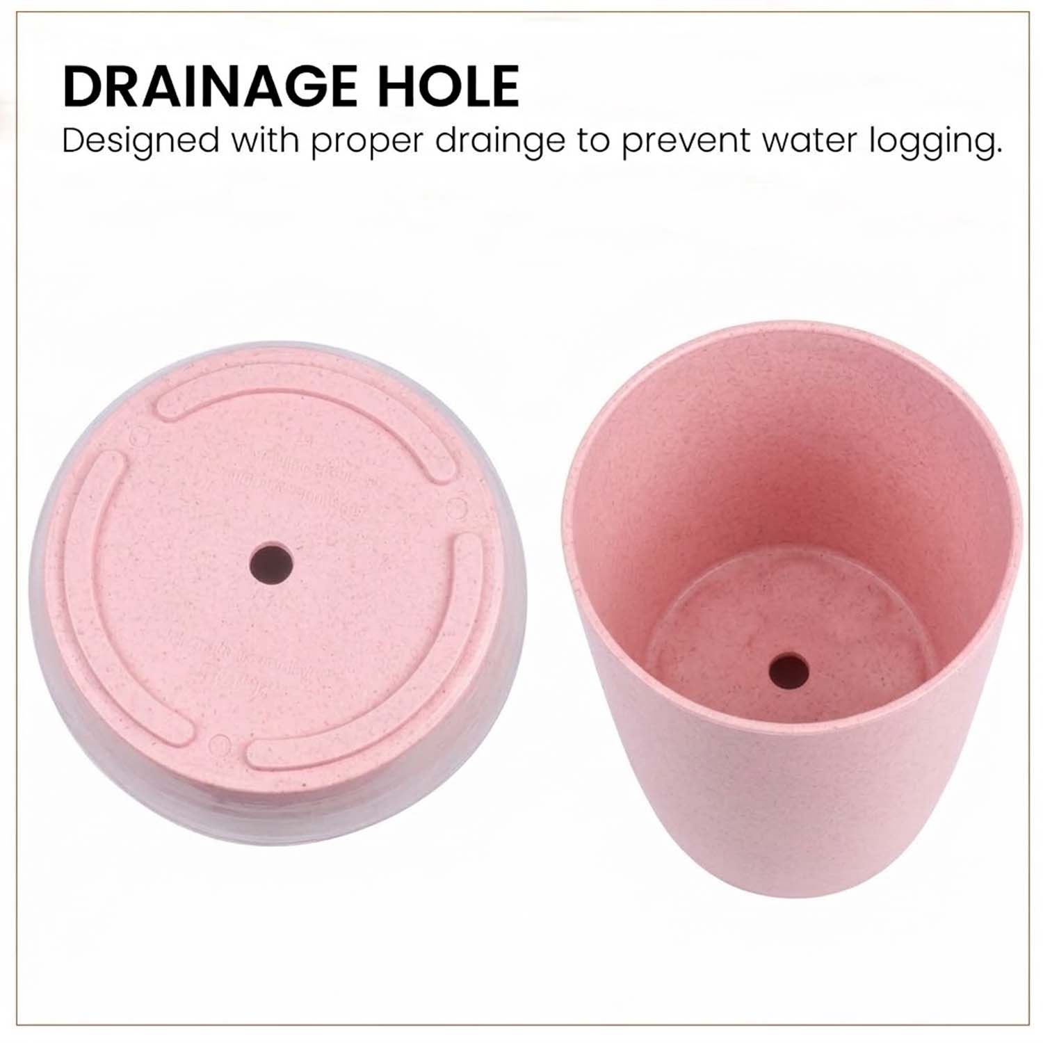 Go Hooked 18 Inch Tower Pots with Saucer Tray Planter - Lightweight, Premium Outdoor & Indoor Planters, Perfect for Balcony & Terrace Gardens (Pink, Pack of 2)