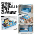 Go Hooked Multipurpose Plastic Storage Basket 4-Piece Set – Large, Medium & Small | Breathable, Durable Multipurpose Organizer Bins for Drawers, Shelves, Toys, Toiletries & Office Supplies – Blue