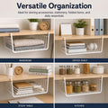 Go Hooked Multipurpose Under Shelf Basket/Coated Iron Under Cabinet Storage Organizer Rack Shelf/Under shelf Organizer Rack For Kitchen, Bedroom (Combo, Pack of 3) (1 Pc - 12" & 2 Pcs - 16") (Silver)