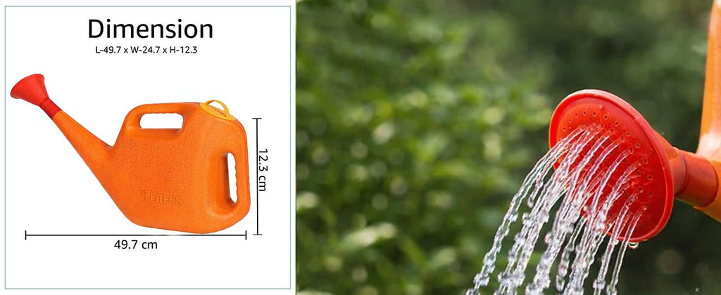 Go Hooked 5 Litre Plastic Watering Can for Plants | Garden & Indoor Plant Watering Can with Sprinkler Spout | Lightweight Watering Jug for Balcony, Home Gardening & Outdoor Use