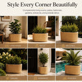 Go Hooked Large Oval Planter Pot (30x15) Inch | Aurelia Modern Ribbed Sandstone Texture Finish | UV & Weather Resistant Decorative Floor Planter for Balcony, Patio, Terrace, Garden & Entrance