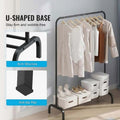 Go Hooked Freestanding Clothes Hanging Rack with Bottom Storage Shelf | Metal Garment Stand for Bedroom, Dressing Room & Entryway | Rounded Frame Design (Black, L114.5 x W40.5 x H146 cm)