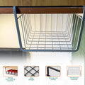 Go Hooked 12 Inch Undershelf Storage Basket Pack of 3 | Multipurpose Under Shelf Organizer | Hanging Wire Basket for Cabinet, Shelf, Pantry, Cupboard, Closet, Desk, and Bathroom (White)