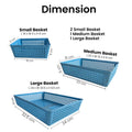 Go Hooked Multipurpose Plastic Storage Basket 4-Piece Set – Large, Medium & Small | Breathable, Durable Multipurpose Organizer Bins for Drawers, Shelves, Toys, Toiletries & Office Supplies – Blue