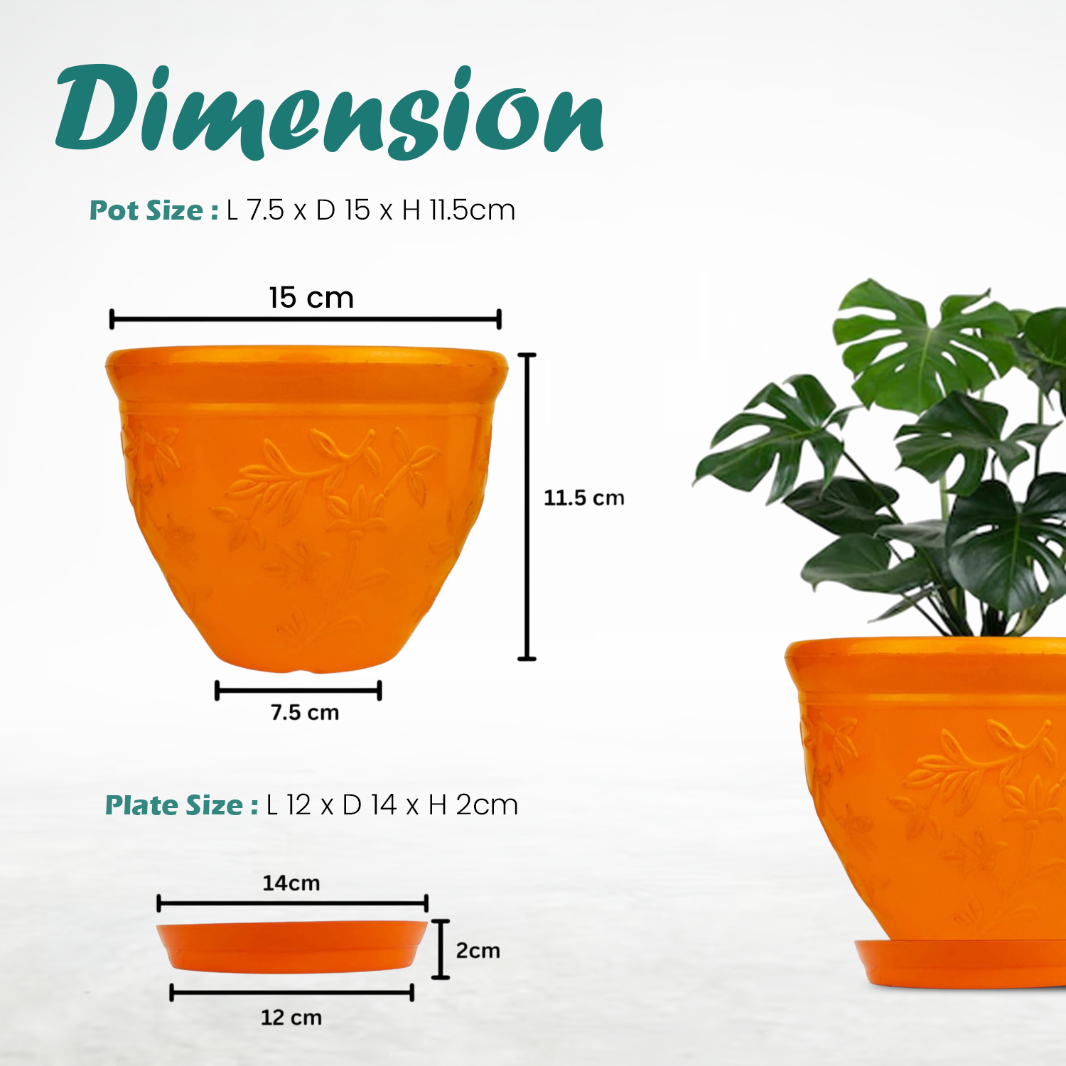 Go Hooked Plastic Planter Pots Set of 6 with Saucer Tray | Flower Pots for Home, Office Garden Dcor | 6 Inch Victor Pot for Indoor Outdoor Plants | Stylish & Modern Design Plant Containers