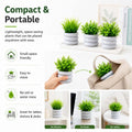 Bianco Artificial Mini Plant (4 Pack) | Small Faux Plants Home & Office Decor, Living Room, Bedroom, Tabletop & Shelves | Small Potted Plants | Stylish Round Pot