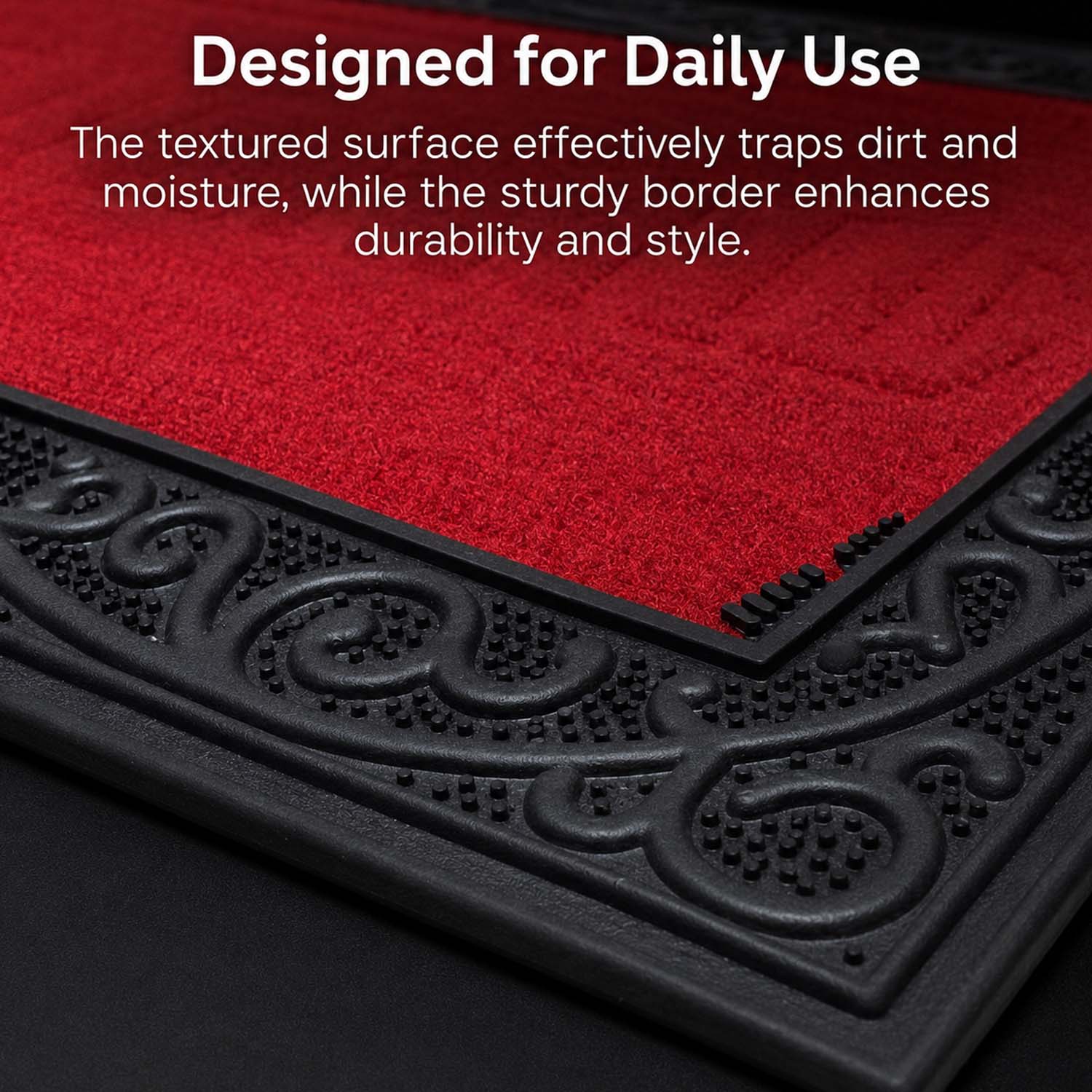 Go Hooked Welcome Rubber Door Mat 66x41 cm, Anti-Skid |6 mm Anti-Slip Floor Mat Heavy Duty Dust & Dirt Trapper Doormat for Home Entrance, Kitchen, Bathroom, Office Indoor Use