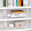 Go Hooked 16 Inch Undershelf Storage Basket Pack of 2 | Multipurpose Under Shelf Organizer | Hanging Wire Basket for Cabinet, Shelf, Cupboard, Pantry, Closet, Desk, and Bathroom (White)
