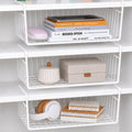 BIANCO 16 Inch Undershelf Storage Basket Pack of 3 | Multipurpose Under Shelf Organizer | Hanging Wire Basket for Cabinet, Shelf, Pantry, Cupboard, Closet, Desk, and Bathroom (White)