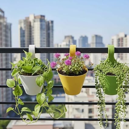 Go Hooked Gardening Hanging Pots | Twister Hanging Planter (Multicolor, 9 Inch, Set of 3)