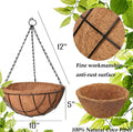 GoHooked 10" brown natural coco fiber hanging basket with metal chain, 5" depth, ideal for gardening.