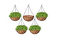 Go Hooked 10" Coir Hanging Basket/Coco Gardening Liner with Hanging Pots and Metal Hanging Chain/Hanging Planters- Set of 5 (Brown)