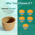 GoHooked 12 inch round brown polymer plant pot with ribbed texture. UV protected, rust proof, anti-frost, non-fading, and marble finish.