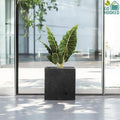 Go Hooked 15-inch black polymer cube planter with drainage hole, perfect for indoor/outdoor gardening.
