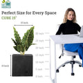 Go Hooked 15-inch black polymer cube planter with drainage hole, perfect for indoor/outdoor gardening.