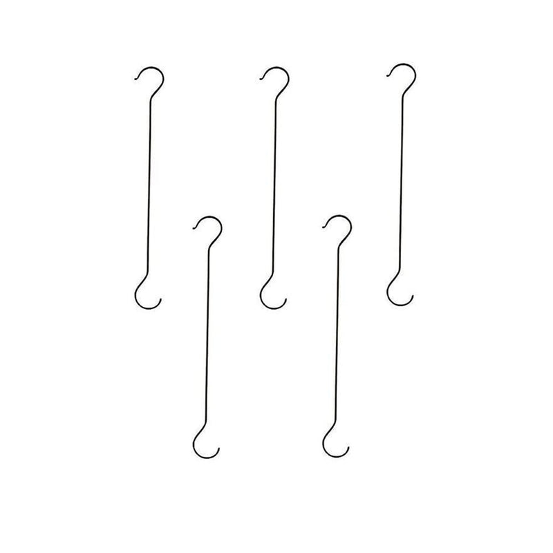GoHooked 16 inch heavy duty black metal S hooks for hanging plants, bird feeders, and lights (Pack of 5)