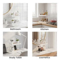GoHooked white 2-tier iron countertop organizer rack for kitchen, bathroom, or desk. Space-saving design.